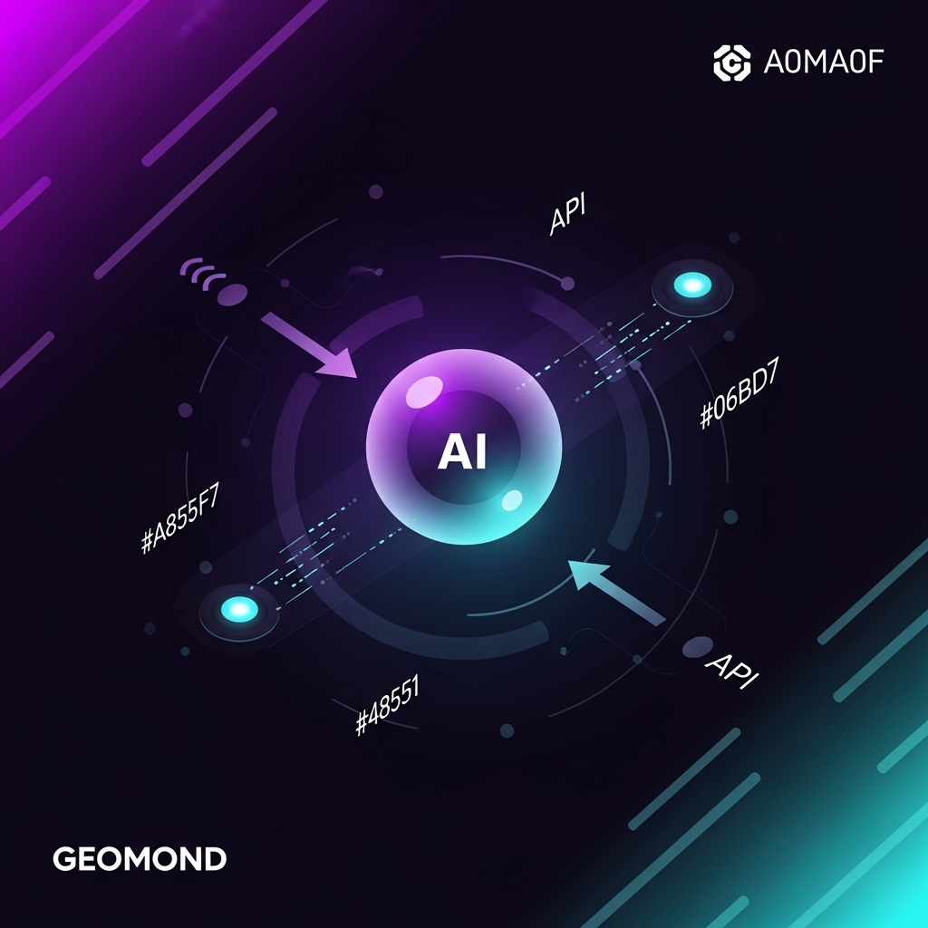 Agentes IA en 2026: cómo cambian la búsqueda y el GEO Visualización de un agente IA navegando entre nodos de marca con conexiones API