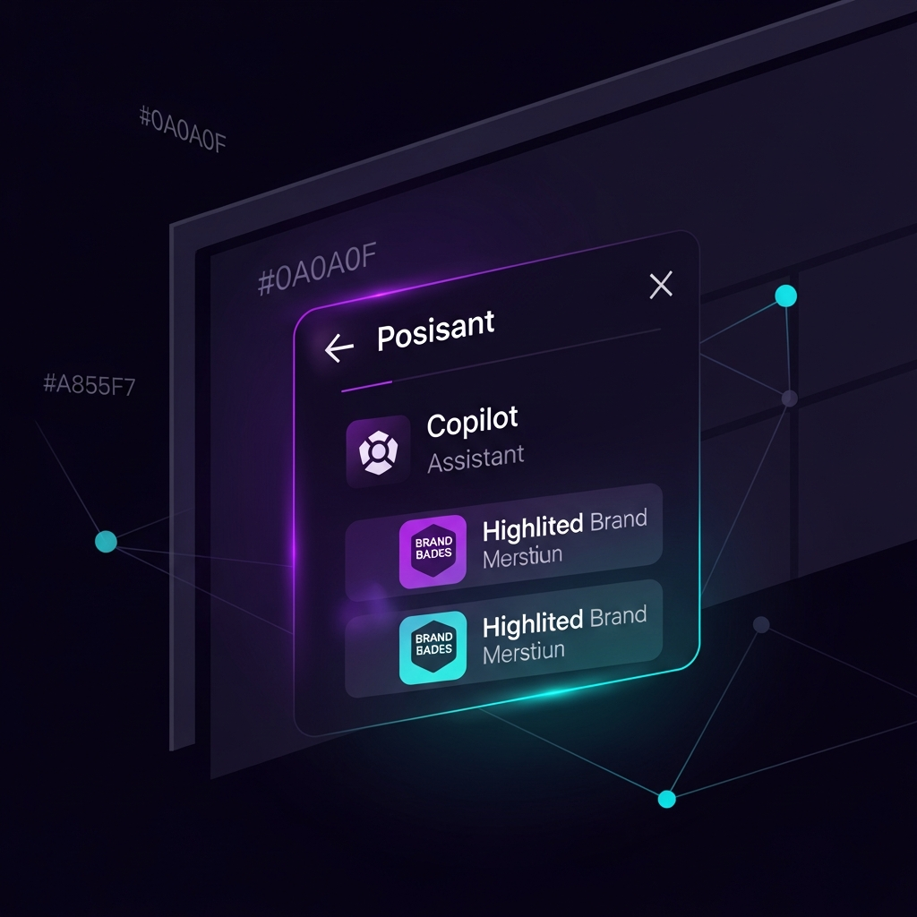 Cómo aparecer en Microsoft Copilot en 2026 Interfaz de Copilot integrada en una ventana de Windows con menciones de marca destacadas
