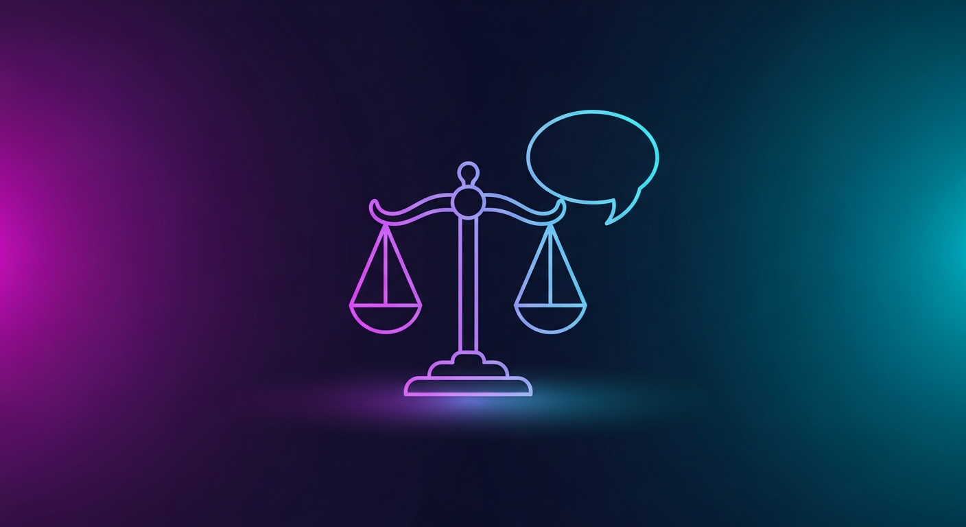 GEO para despachos de abogados: cómo ChatGPT recomienda servicios legales GEO para despachos de abogados: balanza de la justicia en líneas mínimas luminosas con burbuja de chat superpuesta