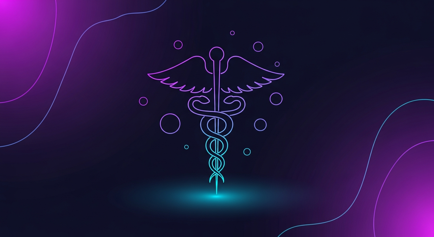 GEO para clínicas y consultorios médicos: la guía completa GEO para clínicas y consultorios médicos: caduceo o estetoscopio luminoso con nodos de datos sanitarios alrededor